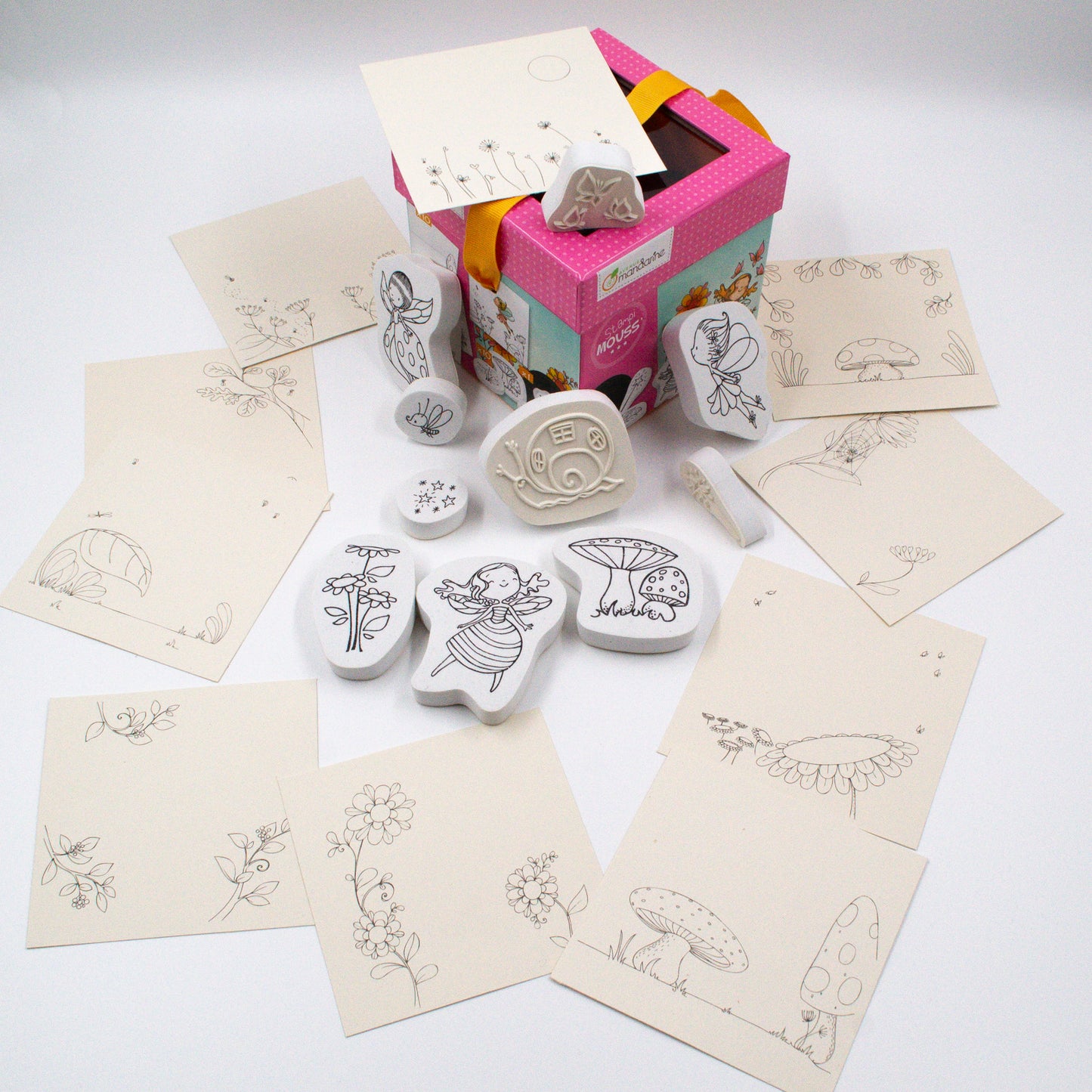 Kinder Stempel Set Feen mit Blumen