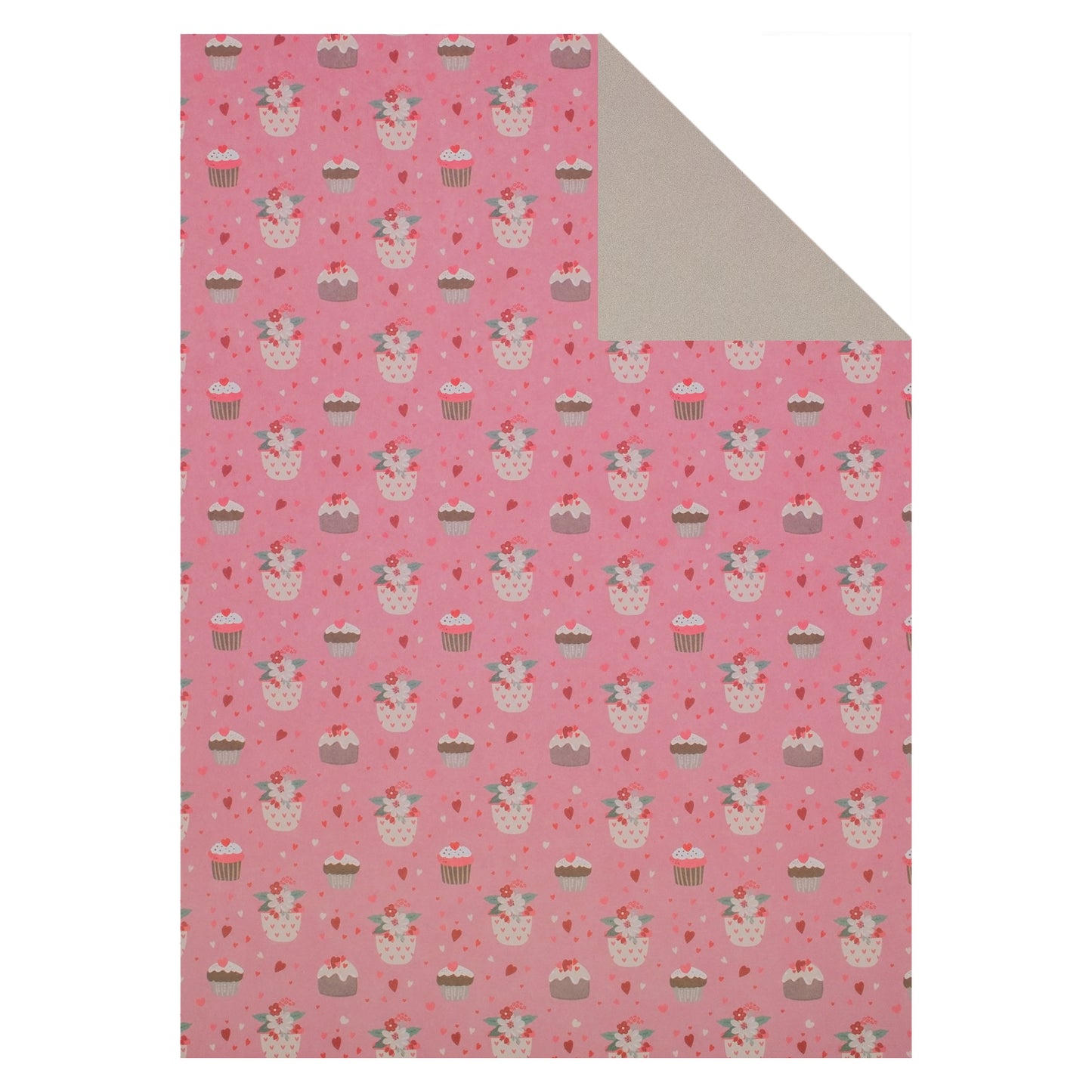 Süße Cupcakes auf einem lebendigen pinken Hintergrund. Rückseite in zartem Eierschalenfarben für flexible Gestaltungsmöglichkeiten. Pinkes Designerpapier mit süßem Cupcake von Stanzi