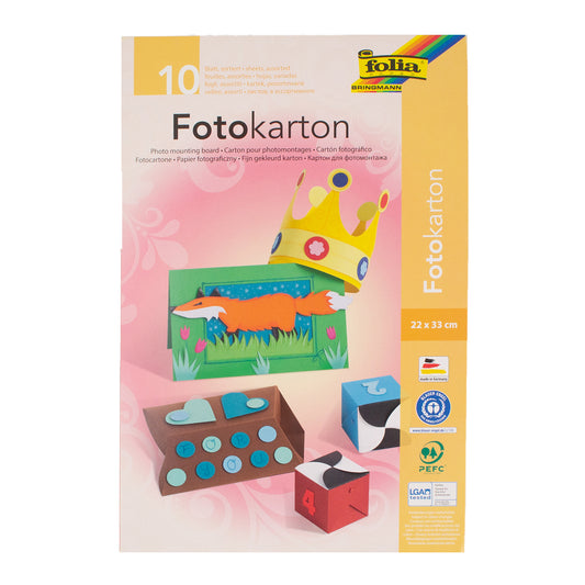 folia Fotokarton farbsortiert 300 g/qm 10 Blatt