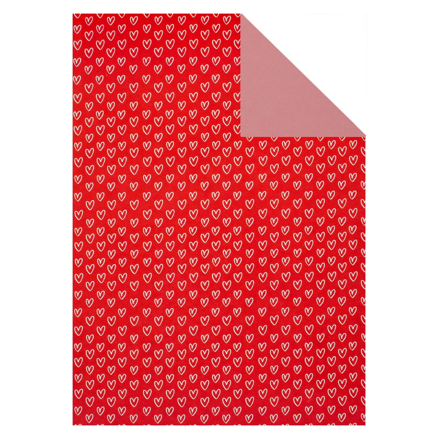 Romantisches Designerpapier: Weiße Herzen auf roter Vorderseite, vielseitiges Rosa auf der Rückseite – ideal für kreative Bastelprojekte von Stanzi.