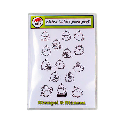 Frontansicht des Küken Silikonstempel- und Stanzschablonen-Sets