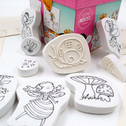 Kinder Stempel Set Feen mit Blumen