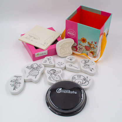 Kinder Stempel Set Feen mit Blumen