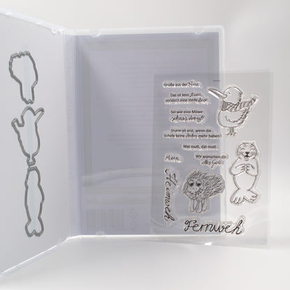 Detailaufnahme der Clear Stamps im geöffneten Stanzi® Standard-Bastelset
